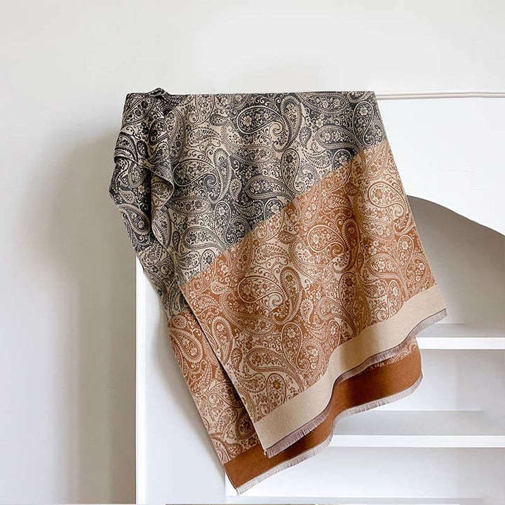 Zimowy, termiczny szalik z Buddha Stones w dopasowanym kolorze z motywem paisley i winorośli - For - 185*65 cm - image 7