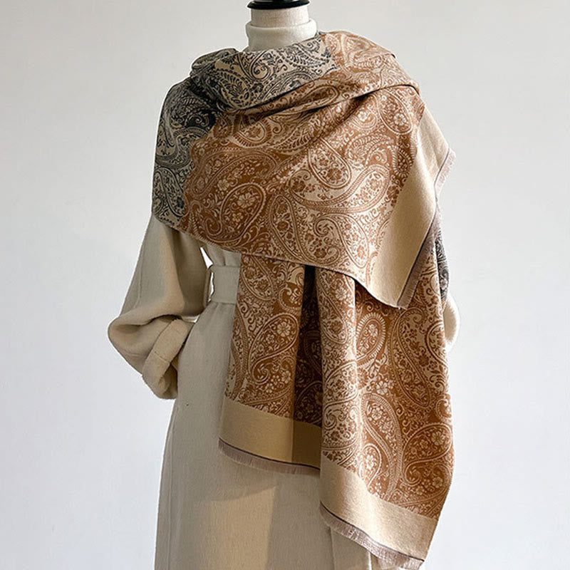 Zimowy, termiczny szalik z Buddha Stones w dopasowanym kolorze z motywem paisley i winorośli - image 9