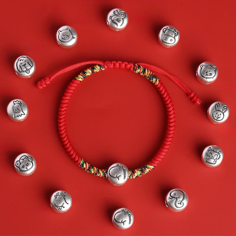 Bransoletka pleciona z Buddha Stones ze srebra próby 999, chińskiego zodiaku, roku konia, z czerwonego sznurka, o dużej wytrzymałości - image 30