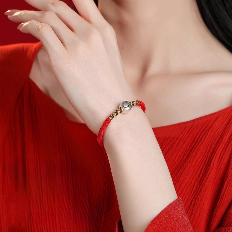 Bransoletka pleciona z Buddha Stones ze srebra próby 999, chińskiego zodiaku, roku konia, z czerwonego sznurka, o dużej wytrzymałości - image 11