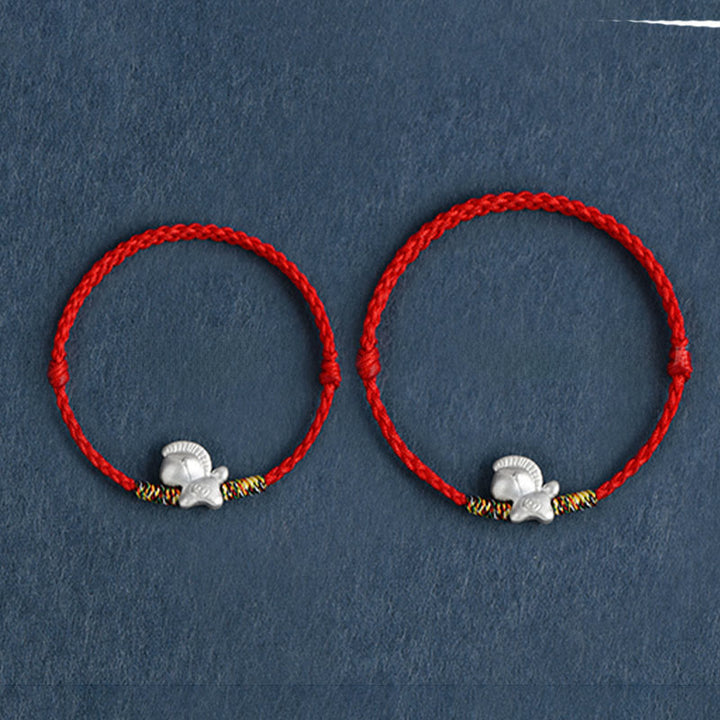 Bransoletka na kostkę z Buddha Stones, Rok Konia, srebro próby 999, pleciony sznurek szczęścia - image 16