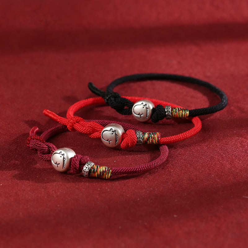 Buddha Stones Rok Konia Srebro próby 999 Miedziane Monety Bransoletka ochronna pleciona z liny - image 2