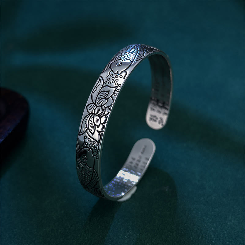 Buddha Stones, Sutra Serca, Ryba Koi, Lotos, Miedź, Bogactwo, Otwarta, Regulowana Bransoletka - image 1