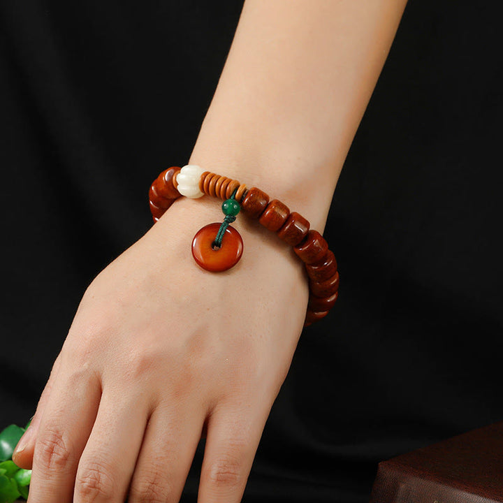 Bransoletka oświecenia z koralikami z kości i Buddha Stones w kształcie lotosu i zapięciem na klamrę - image 2