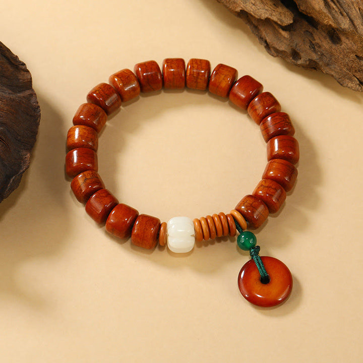 Bransoletka oświecenia z koralikami z kości i Buddha Stones w kształcie lotosu i zapięciem na klamrę - Koraliki z kości i klamra pokoju (obwód nadgarstka: 15-16 cm) - image 0