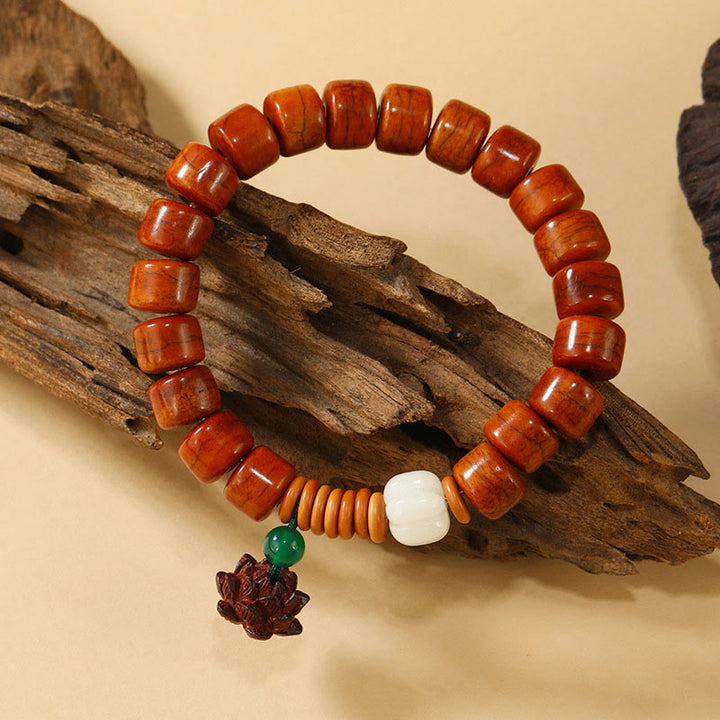 Bransoletka oświecenia z koralikami z kości i Buddha Stones w kształcie lotosu i zapięciem na klamrę - image 6
