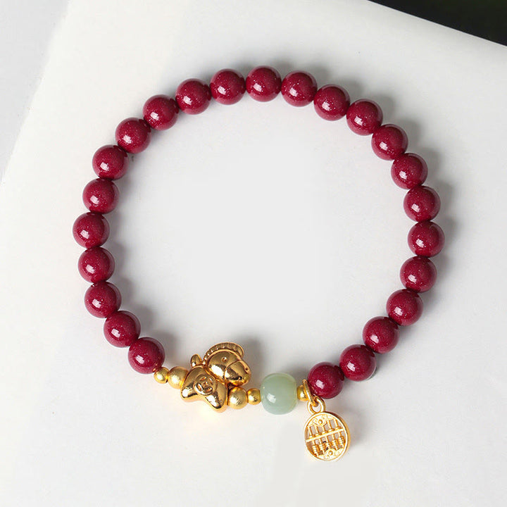 Bransoletka z Buddha Stones z roku konia z naturalnego cynobrowego jadeitu hetian - image 11