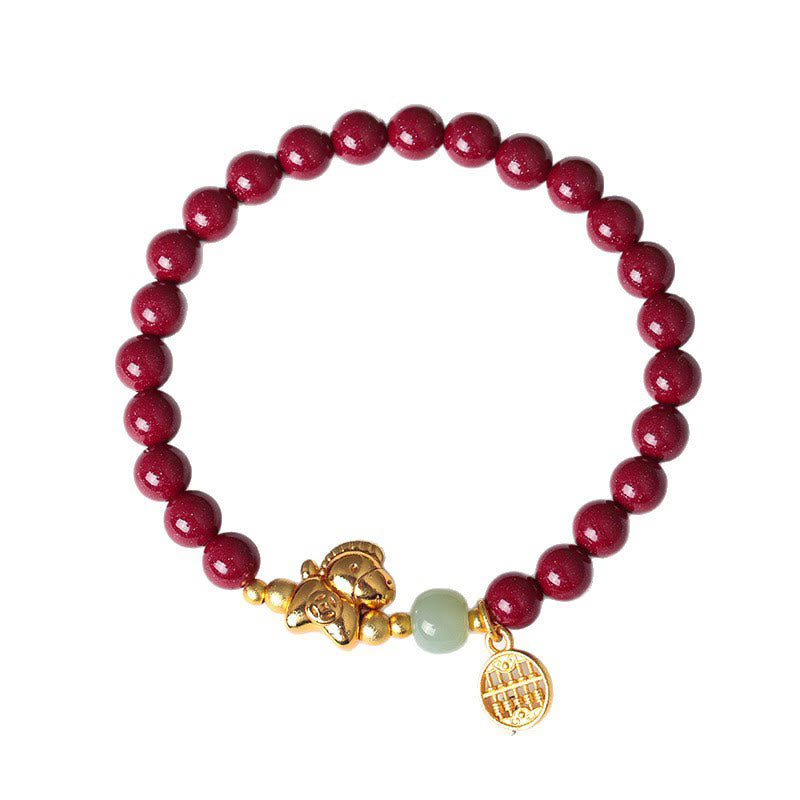 Bransoletka z Buddha Stones z roku konia z naturalnego cynobrowego jadeitu hetian - image 12