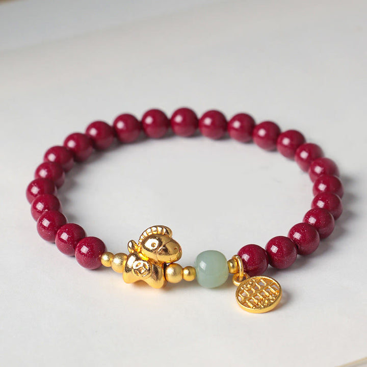Bransoletka z Buddha Stones z roku konia z naturalnego cynobrowego jadeitu hetian - image 10