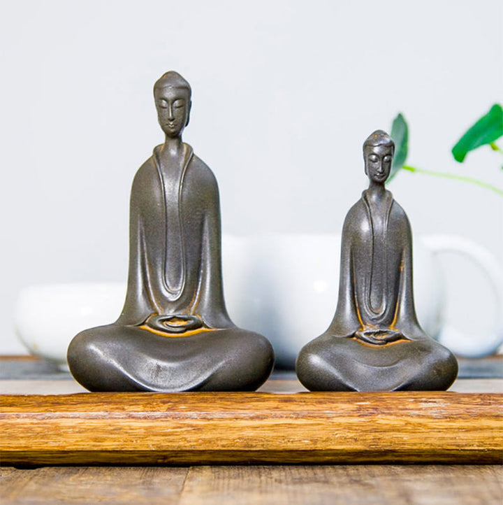 Buddha Stones Ręcznie Budda Siakjamuni Żelazo Proszek Rdza Odlew Żywicy Statua Dekoracja Domu - image 23