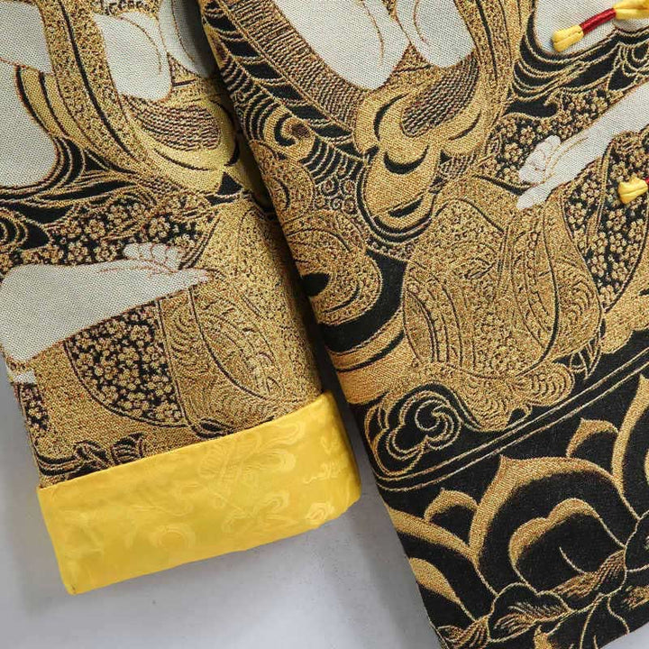 Kurtka męska z długim rękawem i guzikami z motywem żaby Guanyin z Buddha Stones Awalokiteśwary - image 8