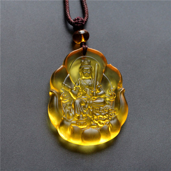 Naszyjnik z Buddha Stones Liuli Crystal z chińskim znakiem zodiaku, ochrona narodzin Buddy - Królik-Mandziuśri Bodhisattwa - image 3