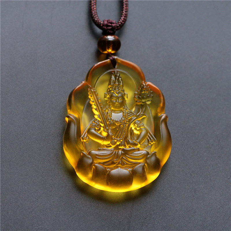 Naszyjnik z Buddha Stones Liuli Crystal z chińskim znakiem zodiaku, ochrona narodzin Buddy - Bodhisattwa Wół/Tygrys-Pustka - image 2