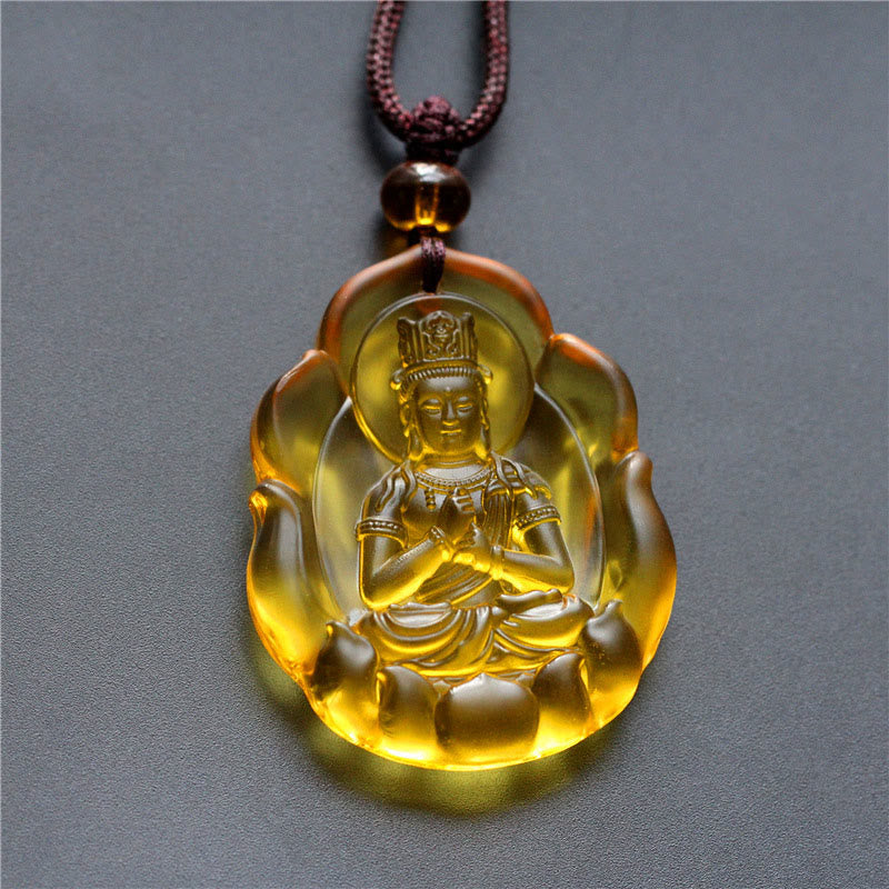 Naszyjnik z Buddha Stones Liuli Crystal z chińskim znakiem zodiaku, ochrona narodzin Buddy - Koza/Małpa-Tathagata - image 9