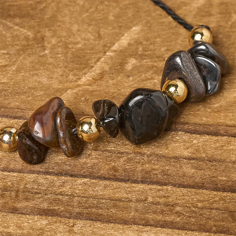 Bransoletka ochronna z liny i kart z Buddha Stones, tygrysim okiem i czarnym turmalinem pirytowym - image 4