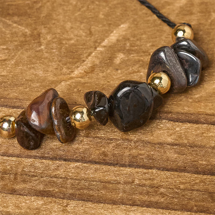 Bransoletka ochronna z liny i kart z Buddha Stones, tygrysim okiem i czarnym turmalinem pirytowym - image 4