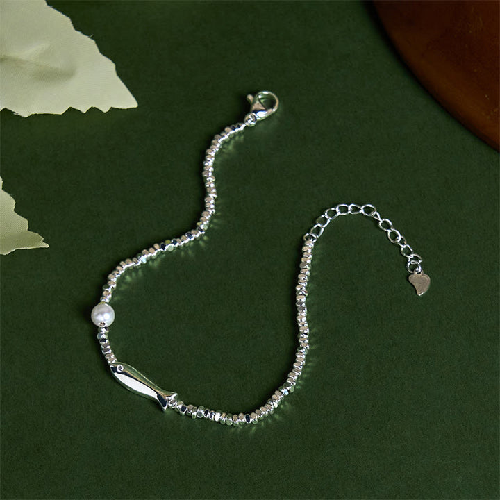 Bransoletka z Buddha Stones , miedzianego srebra i perły z rybą koi, przynosząca szczęście - image 3