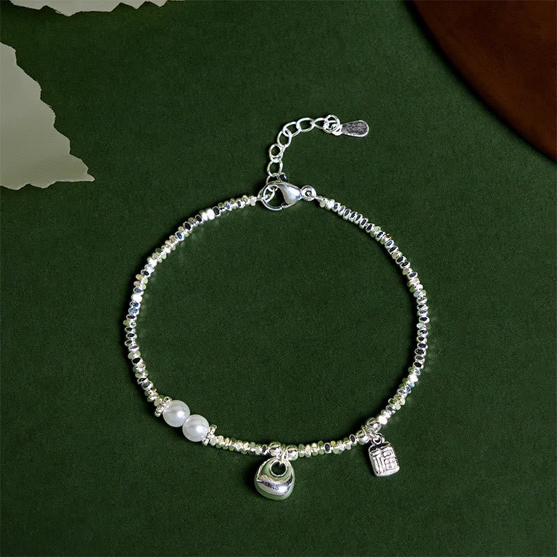 Bransoletka z Buddha Stones , powlekana miedzią i srebrem, z symbolem Fu - Portmonetka miedziana (obwód nadgarstka: 15-17 cm) - image 0