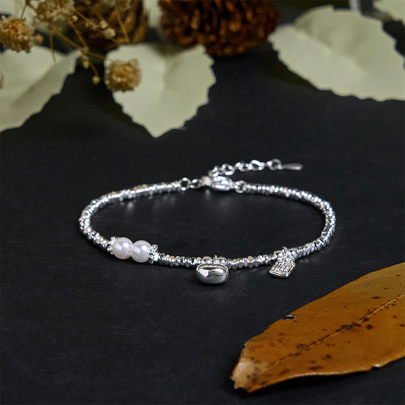 Bransoletka z Buddha Stones , powlekana miedzią i srebrem, z symbolem Fu - image 1