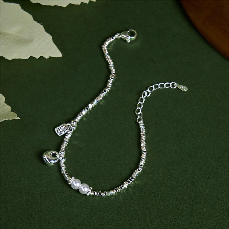 Bransoletka z Buddha Stones , powlekana miedzią i srebrem, z symbolem Fu - image 2