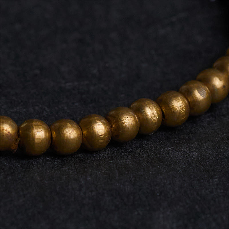 Bransoletka z Buddha Stones , platerowana miedź, mosiądz, złoty połysk, obsydian, ochrona bogactwa - image 4