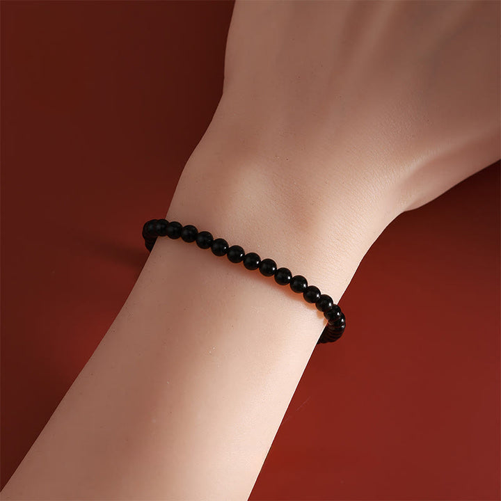 Bransoletka z Buddha Stones , Rok Konia, srebro próby 925, naturalny czarny obsydian, siła - image 3