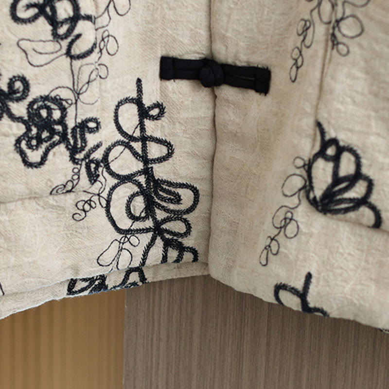 Kurtka zimowa damska Buddha Stones z długim rękawem, kołnierzem stójką i guzikami typu żaba, z bawełnianą podszewką i kieszeniami - image 25