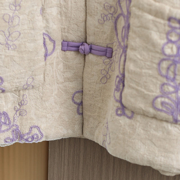 Kurtka zimowa damska Buddha Stones z długim rękawem, kołnierzem stójką i guzikami typu żaba, z bawełnianą podszewką i kieszeniami - image 18