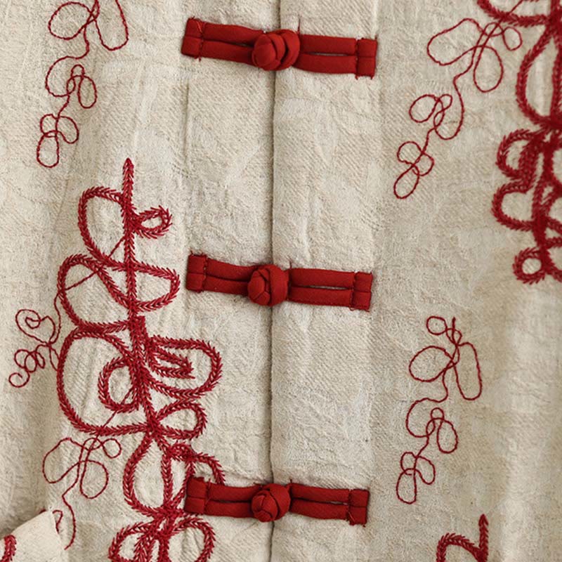 Kurtka zimowa damska Buddha Stones z długim rękawem, kołnierzem stójką i guzikami typu żaba, z bawełnianą podszewką i kieszeniami - image 2