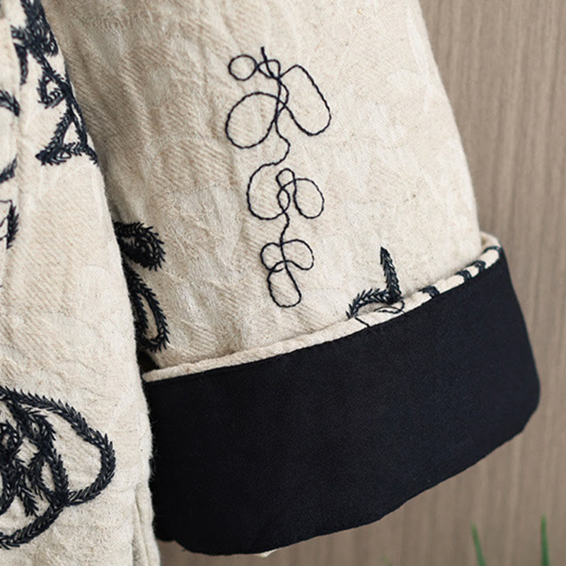 Kurtka zimowa damska Buddha Stones z długim rękawem, kołnierzem stójką i guzikami typu żaba, z bawełnianą podszewką i kieszeniami - image 24