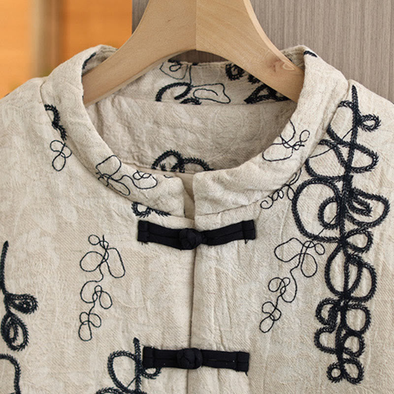 Kurtka zimowa damska Buddha Stones z długim rękawem, kołnierzem stójką i guzikami typu żaba, z bawełnianą podszewką i kieszeniami - image 20