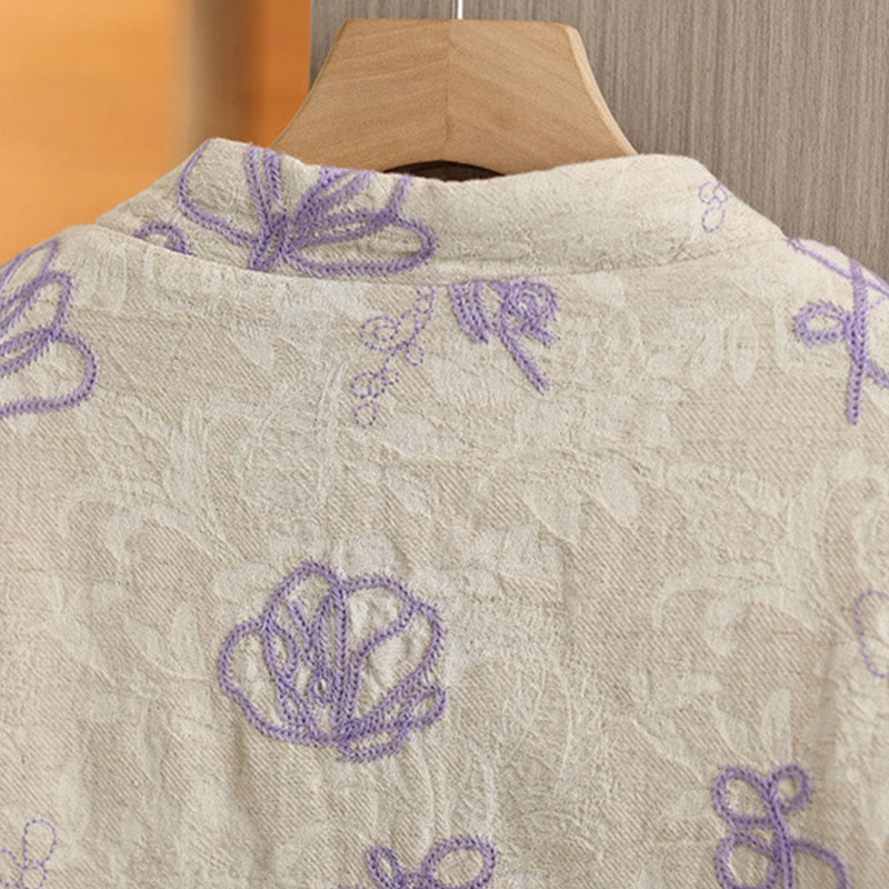 Kurtka zimowa damska Buddha Stones z długim rękawem, kołnierzem stójką i guzikami typu żaba, z bawełnianą podszewką i kieszeniami - image 10