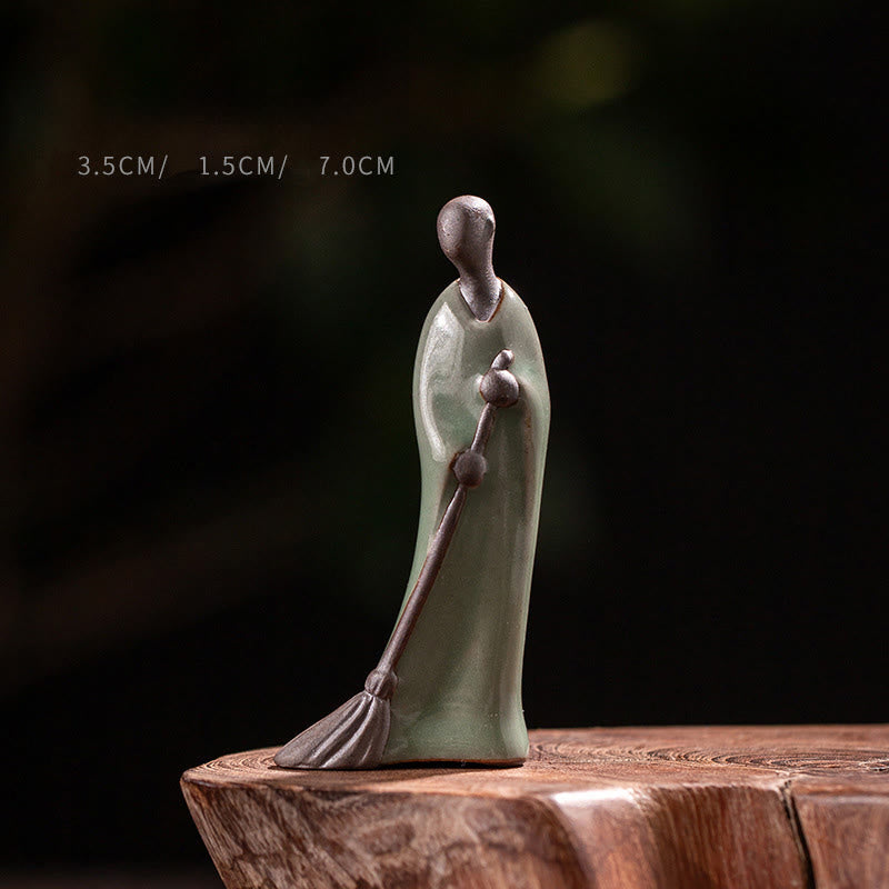 Buddha Stones , mała, bezpostaciowa, ceramiczna figurka Buddy, zamiatający mnich, dekoracja domu, 3,5*1,5*7 cm - Budda 3,5*1,5*7 cm - image 0