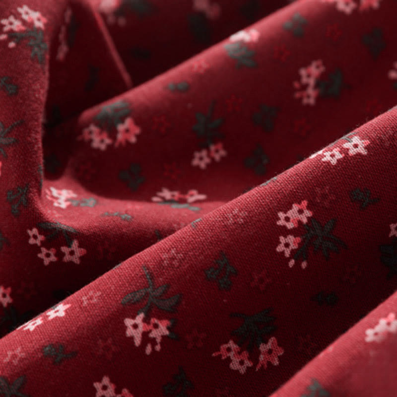 Sukienka midi z koronką i kwiatowym wzorem "Buddha Stones" z długim rękawem i kieszeniami, wykonana z materiału sztruksowego - image 5