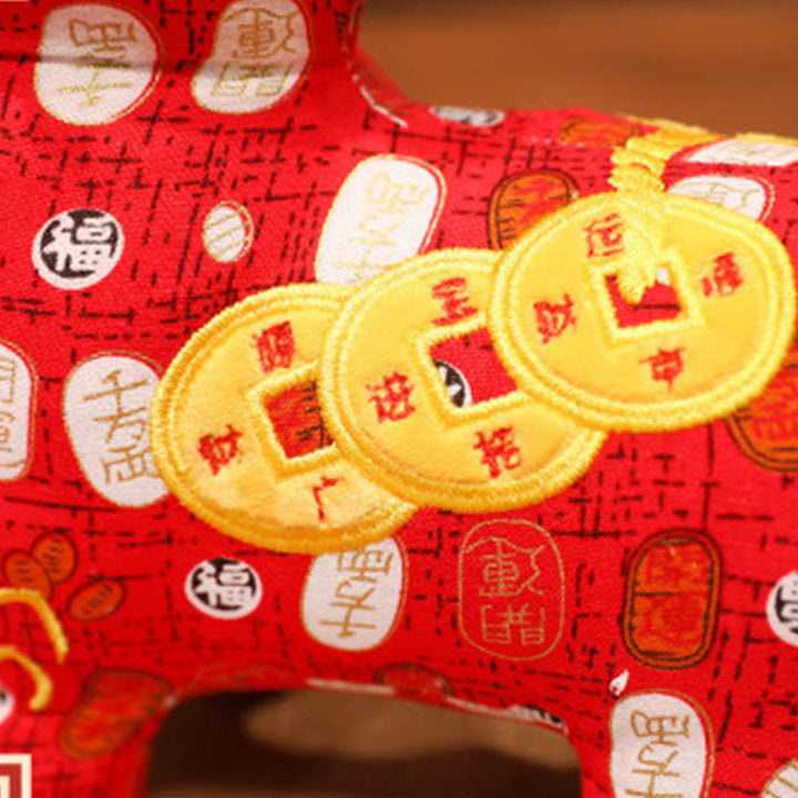 Buddha Stones Rok Konia Miedziane Monety Pluszowa Lalka Dekoracja Domu - image 5