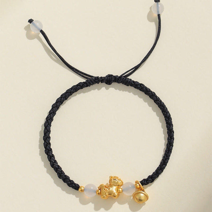 Bransoletka pleciona z Buddha Stones z roku konia, z czerwonego sznurka i białego agatu - image 9