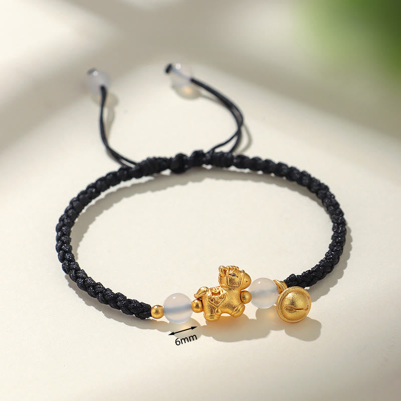 Bransoletka pleciona z Buddha Stones z roku konia, z czerwonego sznurka i białego agatu - image 10