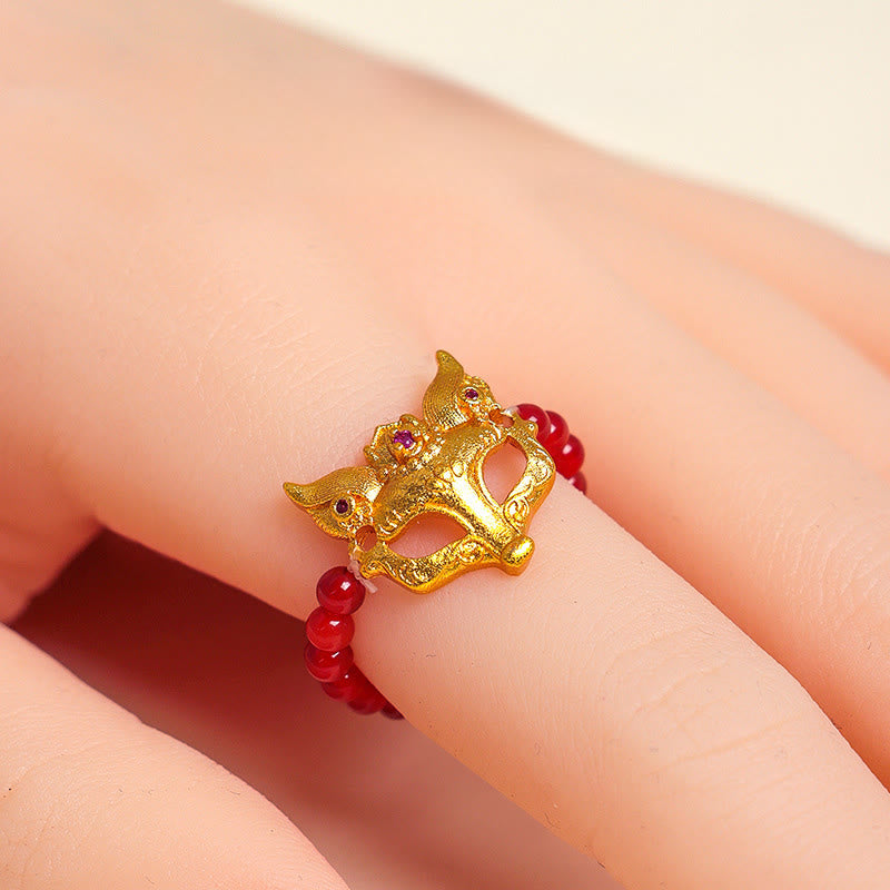 Bransoletka sukcesu z dziewięcioogoniastym lisem południowym z Buddha Stones i czerwonym agatem - image 14