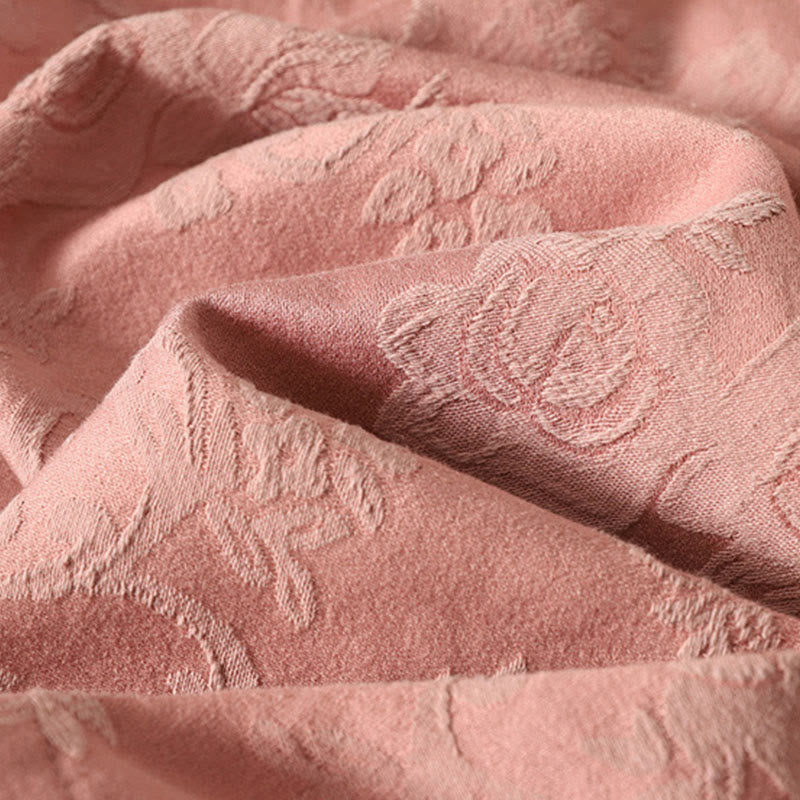 Koszula damska z długim rękawem z bawełny Zen w stylu „Buddha Stones Spring” z gładkim wzorem żakardowym - image 16