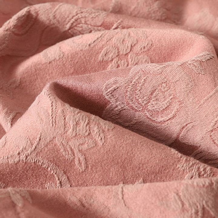 Koszula damska z długim rękawem z bawełny Zen w stylu „Buddha Stones Spring” z gładkim wzorem żakardowym - image 16