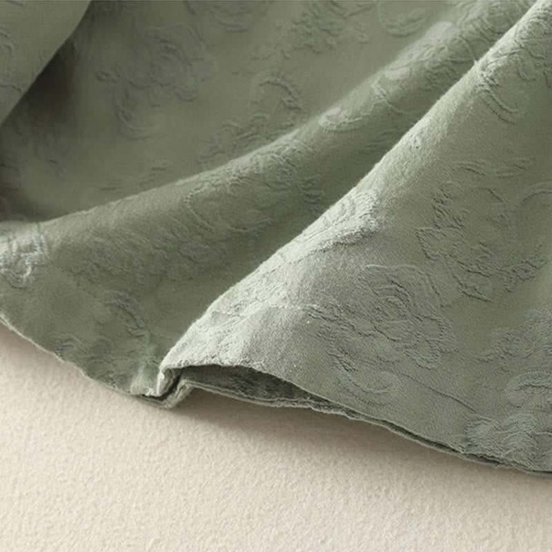 Koszula damska z długim rękawem z bawełny Zen w stylu „Buddha Stones Spring” z gładkim wzorem żakardowym - image 4