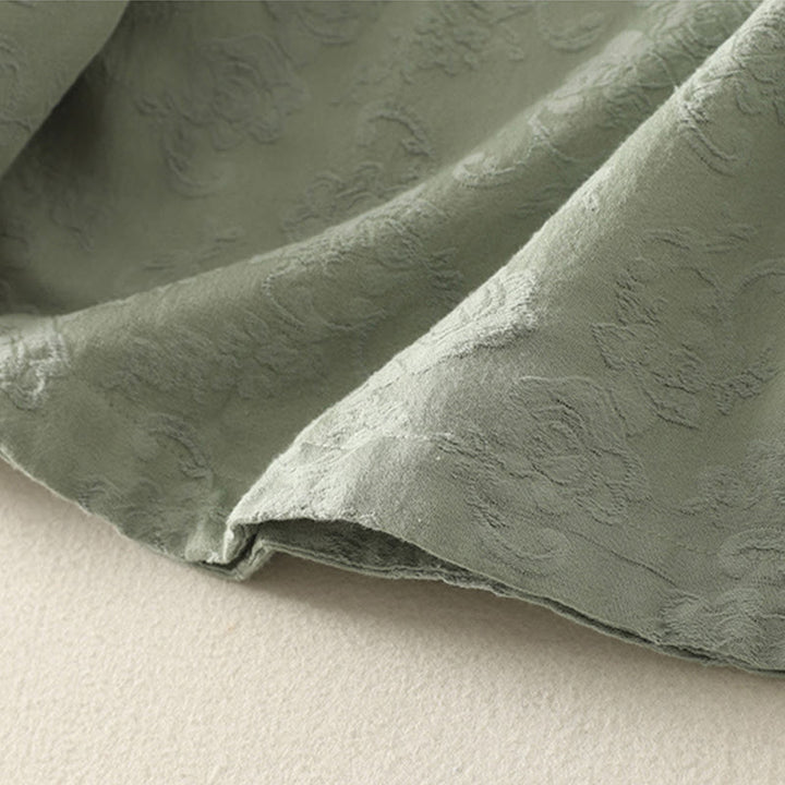 Koszula damska z długim rękawem z bawełny Zen w stylu „Buddha Stones Spring” z gładkim wzorem żakardowym - image 4