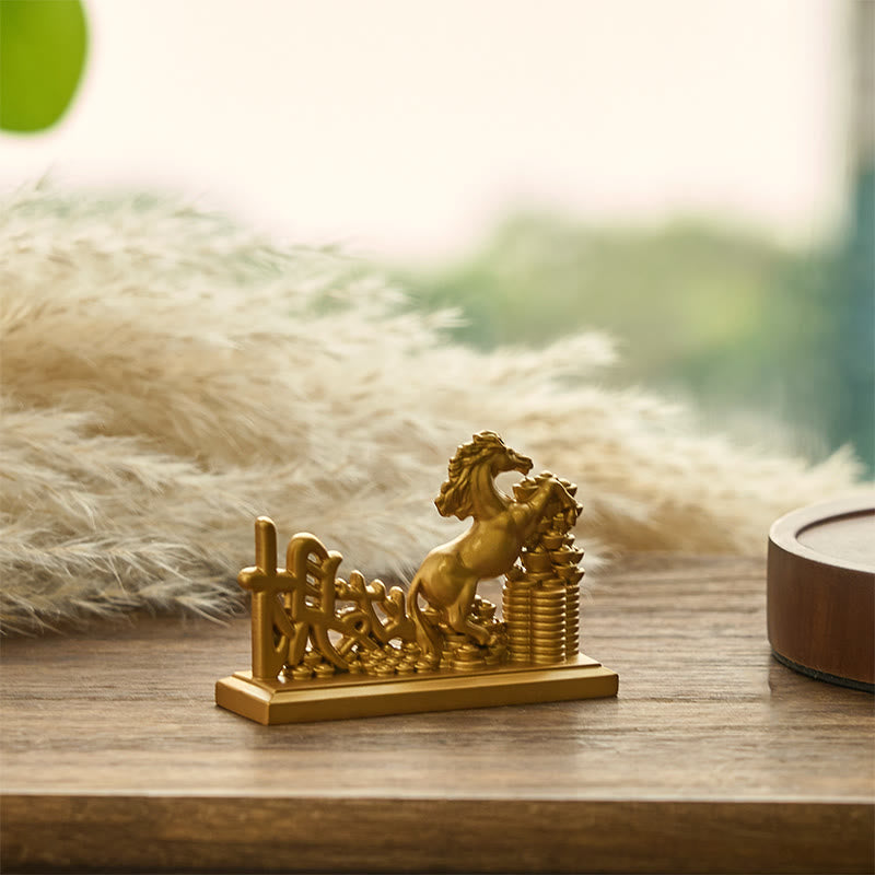 Buddha Stones "Zostań Bogaty Teraz" Rok Konia Sztabki Dobrobyt Dekoracja Domu - image 4