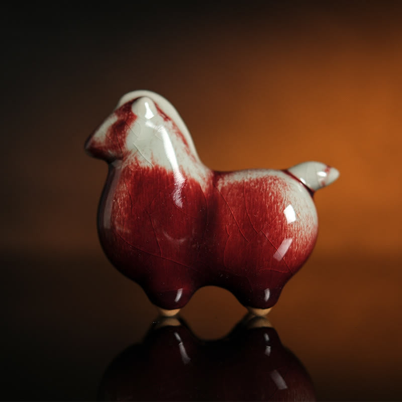 Buddha Stones Rok Konia Ceramika Dobrobyt Dekoracja Domu - Ceramiczny koń 10*4*8,5 cm - image 0