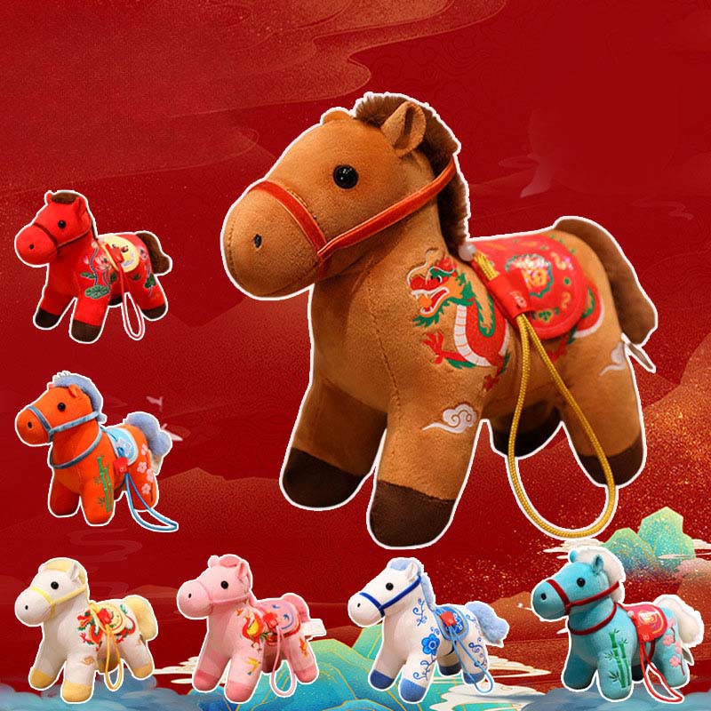 Buddha Stones Rok Konia Bambusowy Smok Lotos Feniks Pluszowa Lalka Dekoracja Domu - image 26