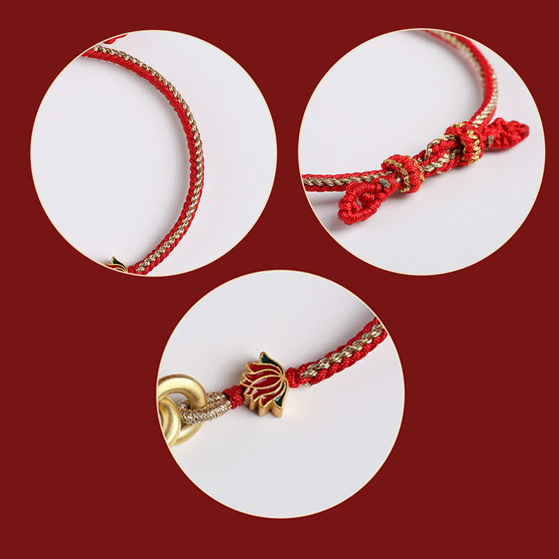 Bransoletka Buddha Stones 925 Sterling Silver Double Peace Buckle Lotus Uspicious