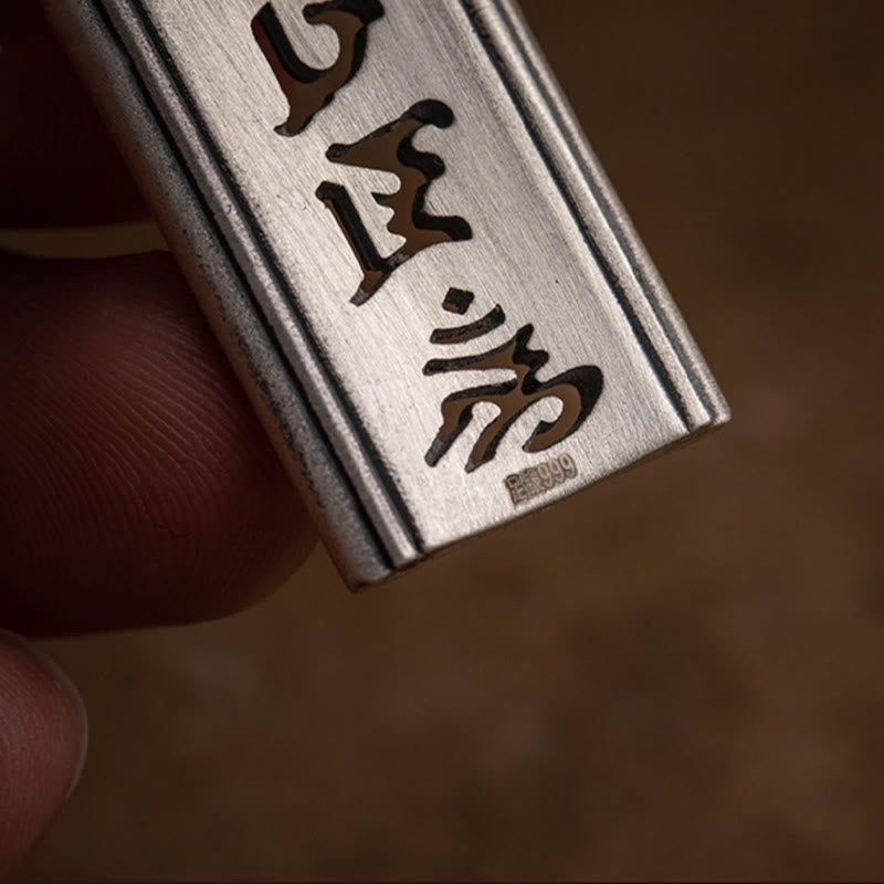 Buddha Stones 999 Srebro Sterlingowe Om Mani Padme Hum Grawerowany Naszyjnik Mądrości Lotosu Wisiorek - image 9