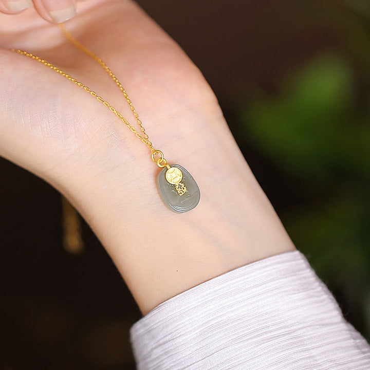 Buddha Stones 925 Srebro Sterling Naturalny Hetian Jade Cyan Jade Szczęście Śmiejący się Budda Motyl Naszyjnik Wisiorek - Sztabka jadeitu - image 28