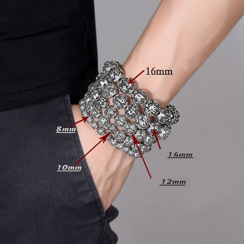 Buddha Stones Tybetańskie Om Mani Padme Hum Rzeźbione Koraliki Amulet Bransoletka