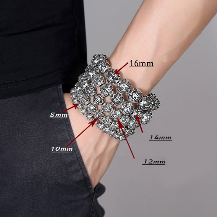 Buddha Stones Tybetańskie Om Mani Padme Hum Rzeźbione Koraliki Amulet Bransoletka